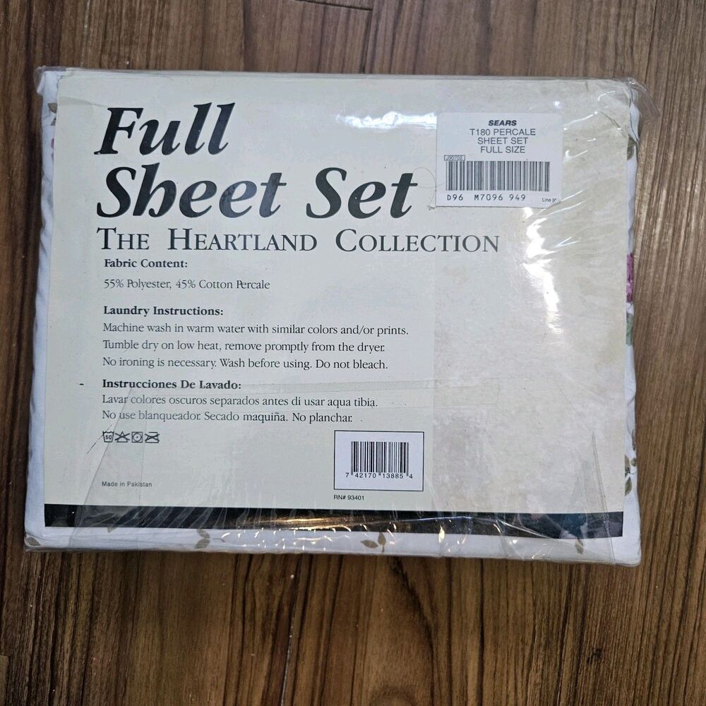NOS Vintage Sears Heartland Collection FULL Size SET Purple blue Flowers Roses